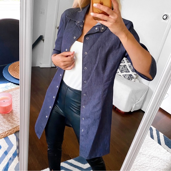 💙 ORSAY CASUAL NAVY DENIM LIKE CAPRI SLEEVE JACKET/DRESS! - Picture 2 of 14